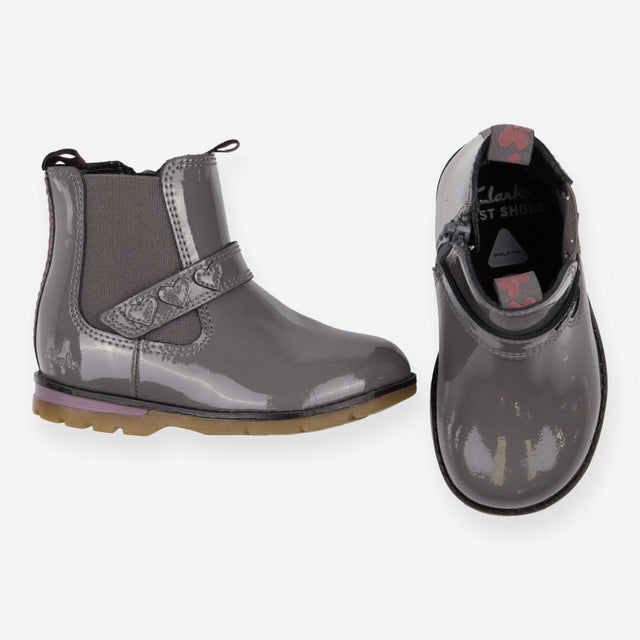 Boots Grey with Pink Hearts