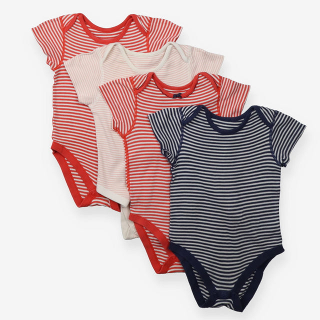 Striped short sleeve bodysuit pink, blue and red