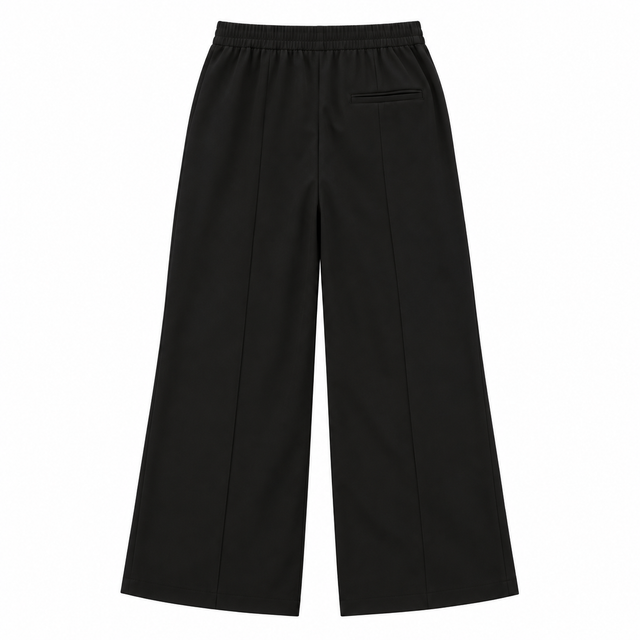 Wide Leg Trousers Elasticated Waist Black