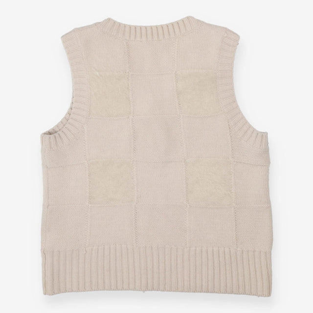 Textured v neck mohair knit vest
