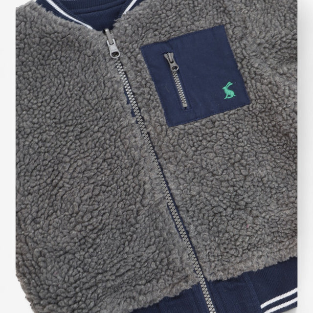 Bomber Jacket Reversible Grey Teddy and Navy