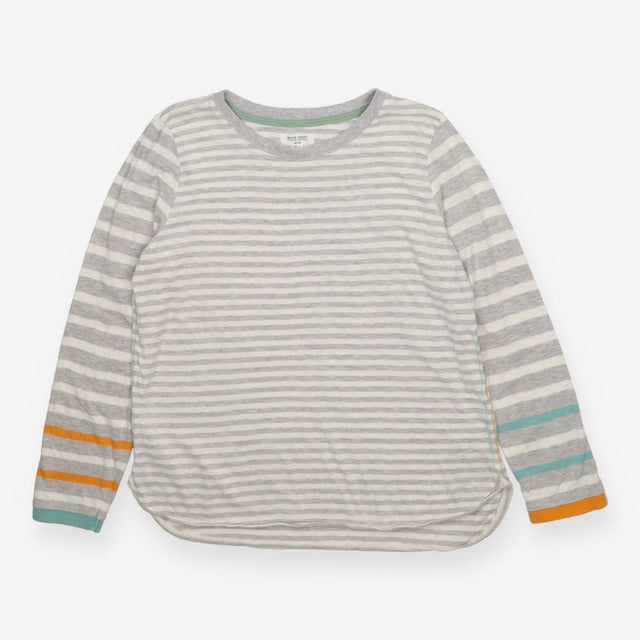 T-shirt Long Sleeve Grey Cream Stripe Mix, Cassie