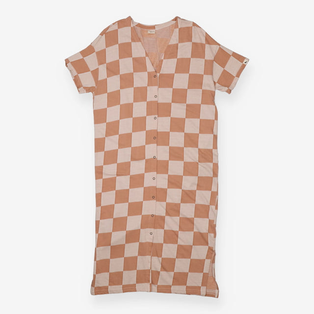 Eden Orange Bold Check Print Midi Dress