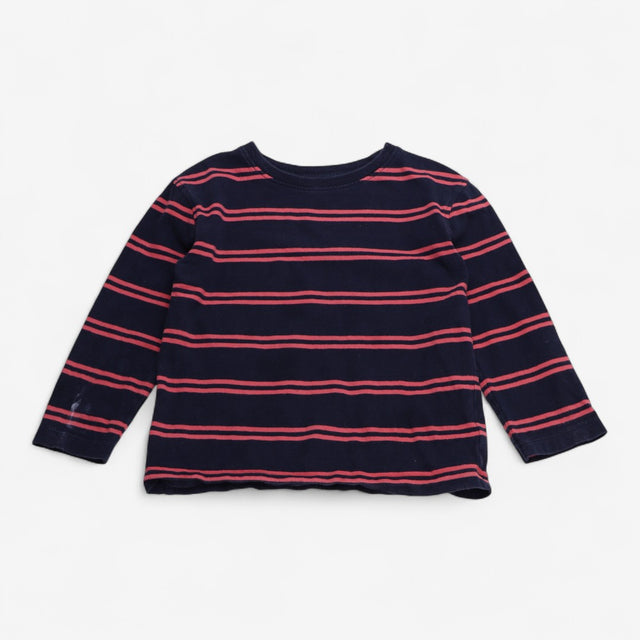 Navy & Red Striped Long Sleeve T-Shirt