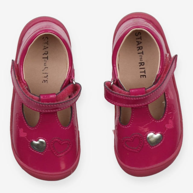 Patent Shoe Pink Sparkle with Hearts Pink