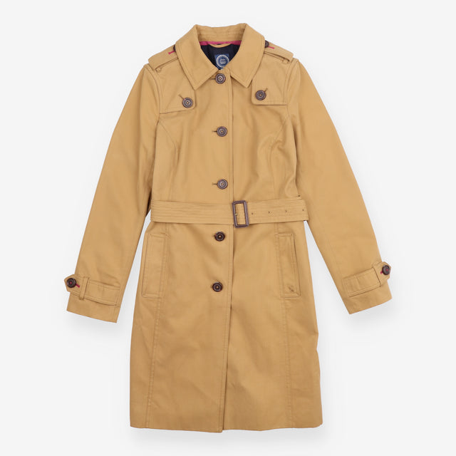 Trench Coat Camel Belted Longline Single Breasted