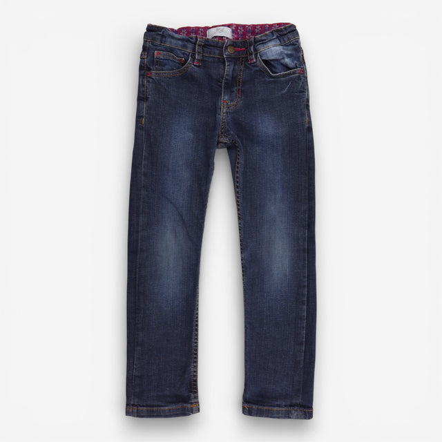 Jeans mid blue rinse with pink floral lining