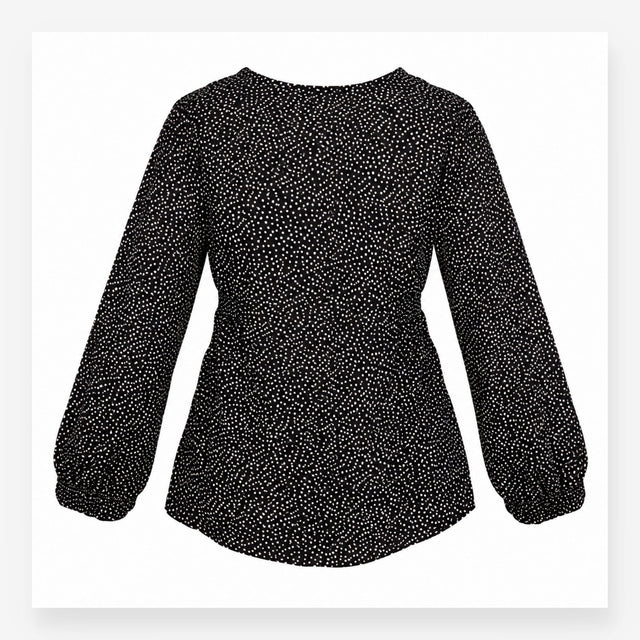 Blouse Navy White Polka Dot Viscose V-Neck Materni