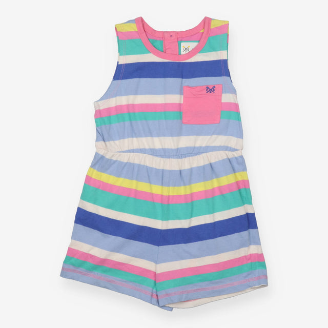 Romper sleeveless striped pink edging