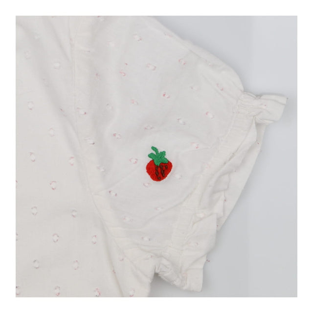 Tunic Blouse Collared White with Strawberry Appliq