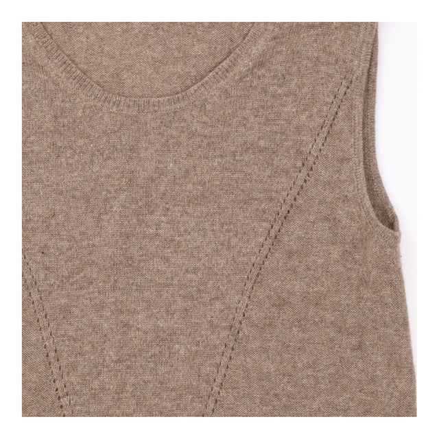 Midi Dress Taupe Pure Cashmere Sleeveless Knit
