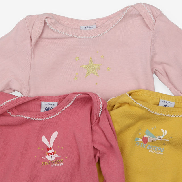 Bodysuits Yellow and Pink Super Doudou 3-Pack