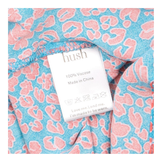 Midi Dress Blue Coral Print Shirred Waist