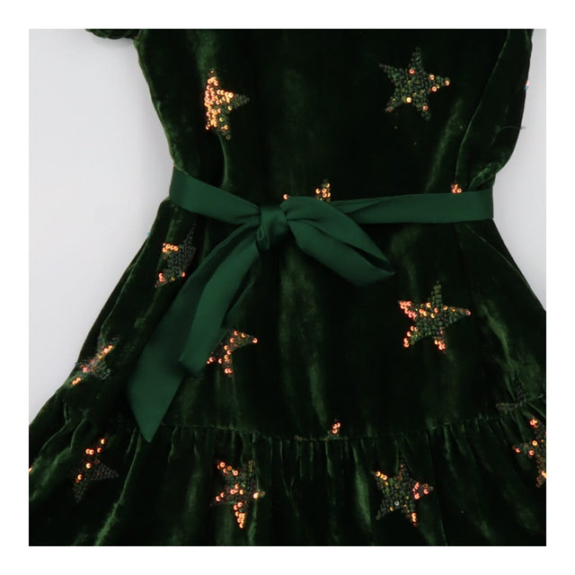 Green Velvet & Sequin Stars Dress