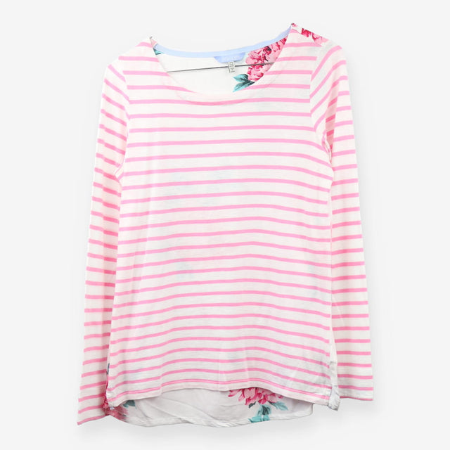 Pink Stripe Floral Back Long Sleeve Top Cotton Bre