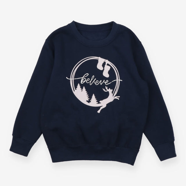 Sweatshirt Navy Believe Print