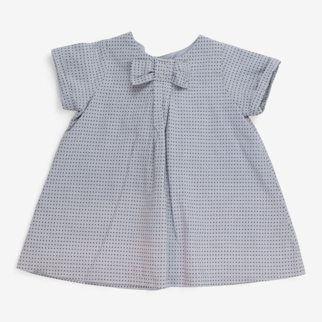 Grey Spotted Bow Woven Dress