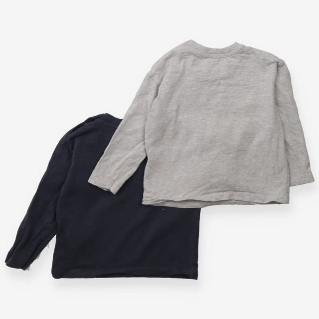Grey marl and charcoal dino LS t-shirts 2pack