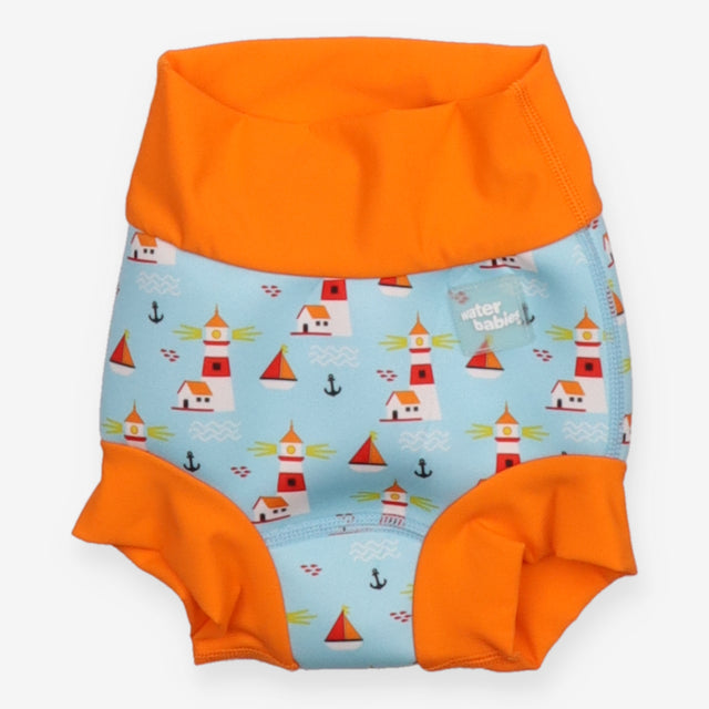 Swim Nappy Blue and Orange with Lighthouse