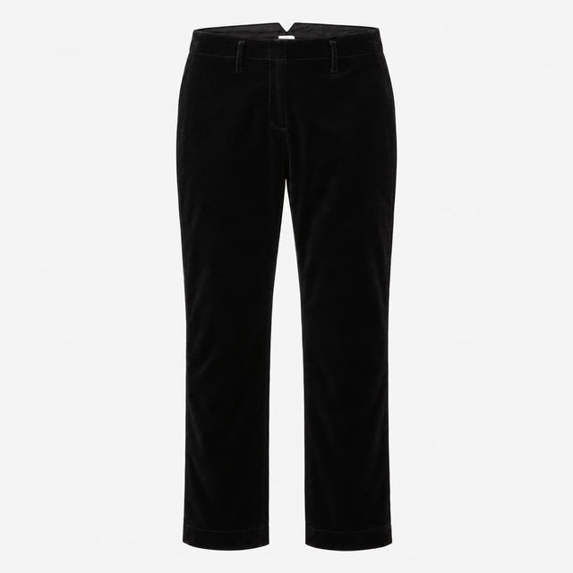Black Velvet Trousers Straight Leg Stretch