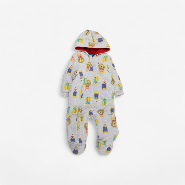 Padded lion print grey pramsuit
