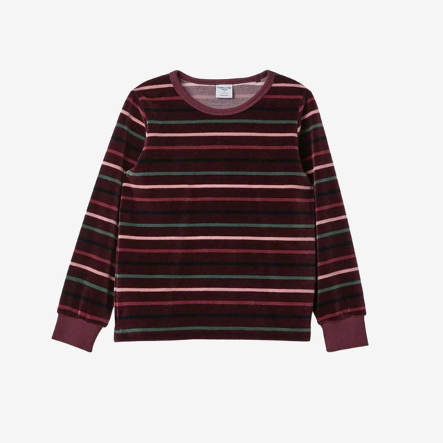 Long Sleeve Velour Striped Top Fig