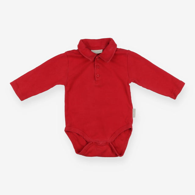 bodysuit red collared long sleeve