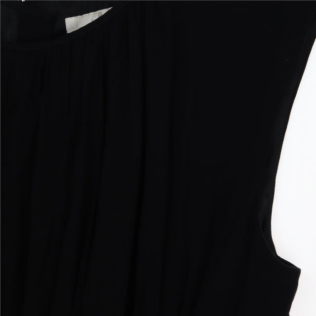 Black Sleeveless Tea Dress Ruched Waist