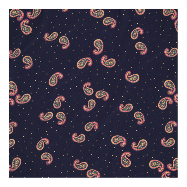 Midi Dress Brown Orange Paisley Print High Neck