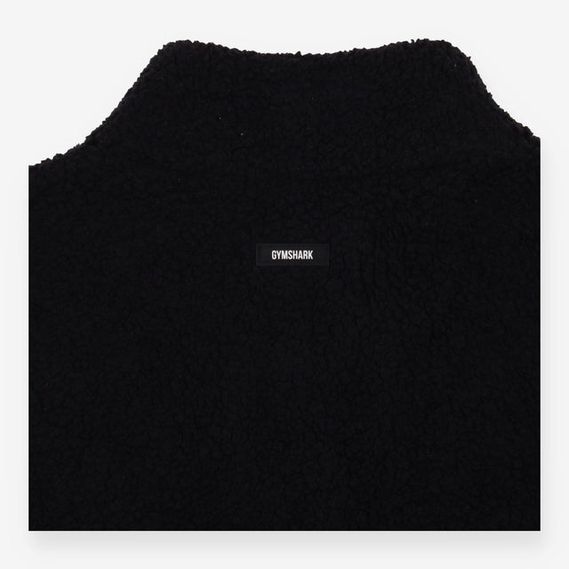 Gilet Black Sherpa Fleece Teddy Zip Front