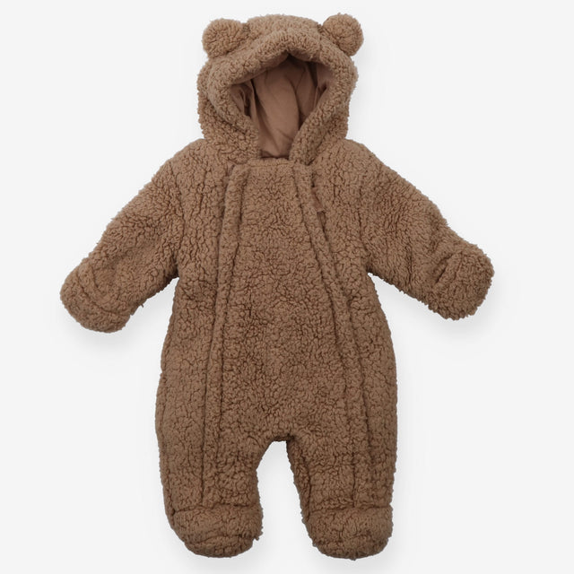 Brown teddy bear ears pramsuit