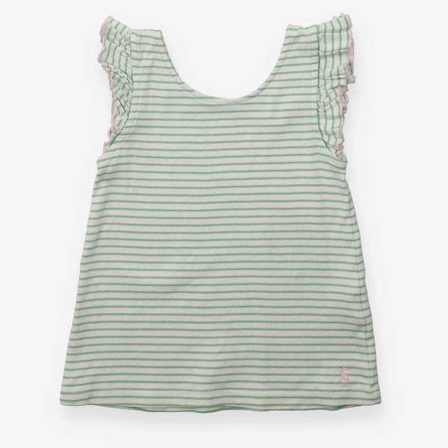 Green striped t-shirt with frilly sleeves
