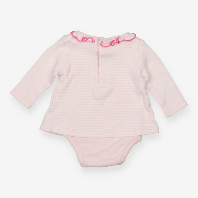 Bodysuit T-Shirt Pink Stripe with Party Hedgehog
