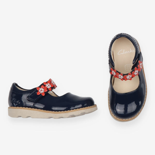 Shoes patent navy with orange flowers