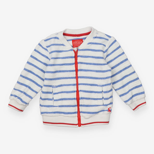 White and Blue Stripe Knit Jacket