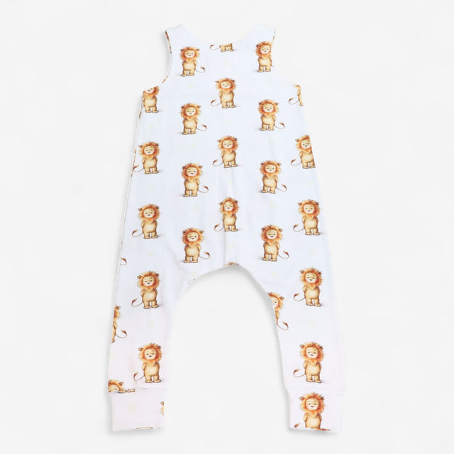 Romper Jersey White Happy Lion Print