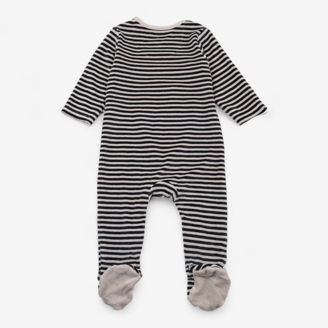 Sleepsuit Black and Cream Velour Striped with Snoo