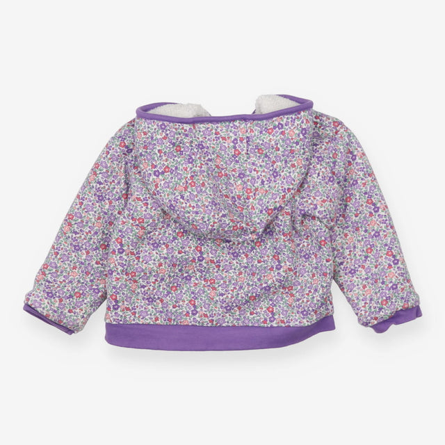 Hoodie Fleece Lined Purple Ditsy with Unicorn