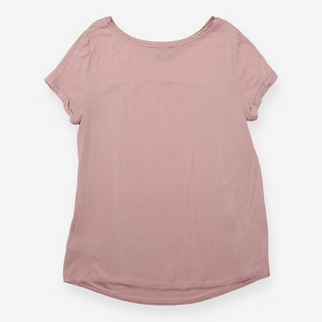 Pink Satin Front Panel Short Sleeve T-Shirt