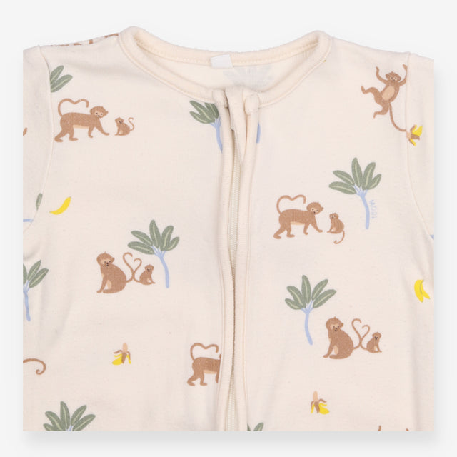 Sleepsuit zip cream monkey