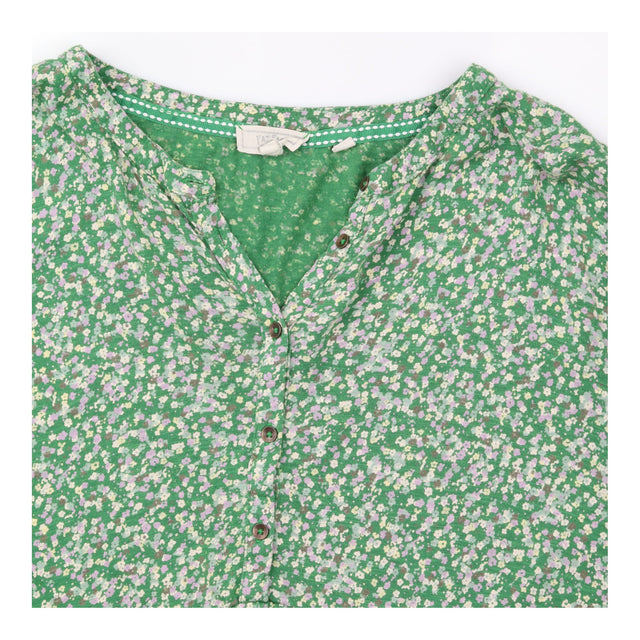 Dress Green Ditsy Floral Button Detail Midi