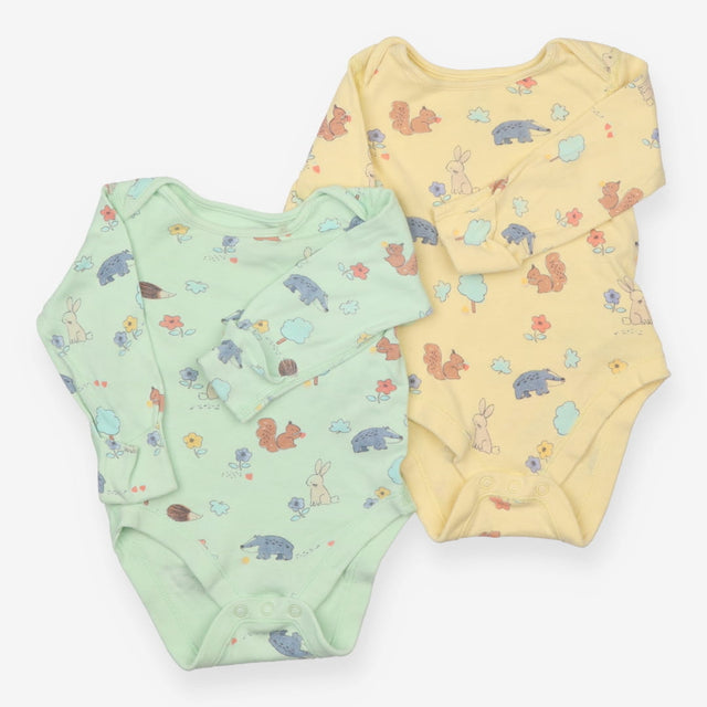 Bodysuits Yellow and Green Meadow Print 2 Pack