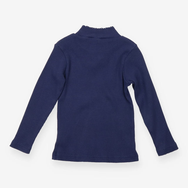 Confiture Blue Ribbed High Neck LS Top