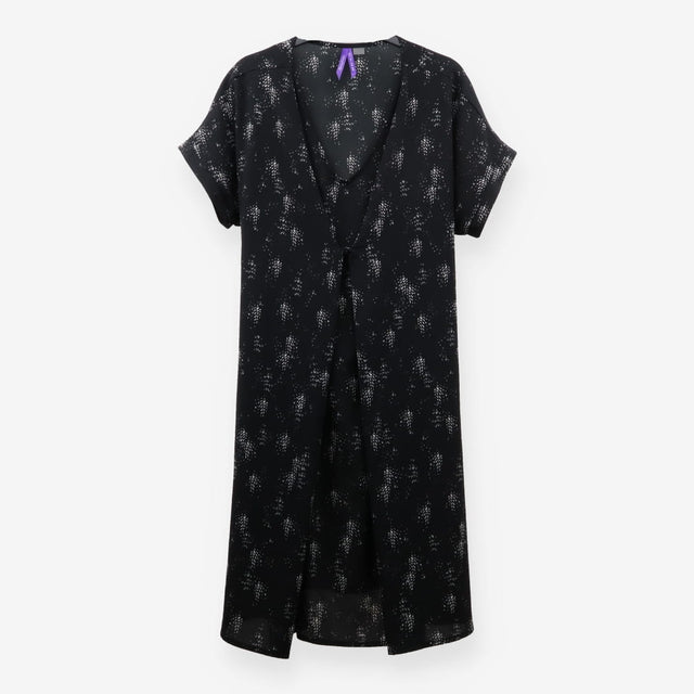 Maternity & Nursing Black Midi Dress with Grey Pat