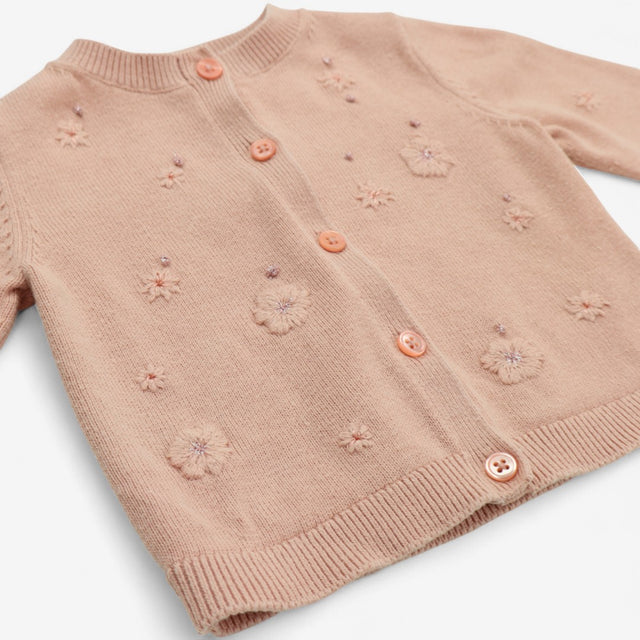 Cardigan Pink Knit with Flowers