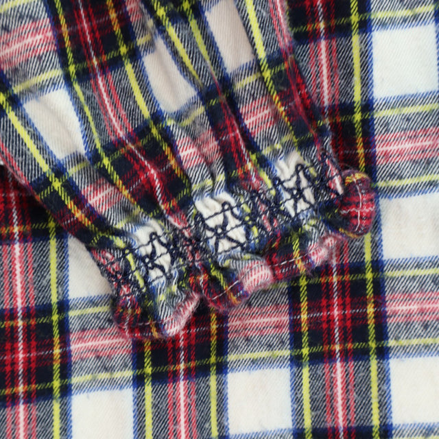 Dress Tartan Flannel Smocked High Neck