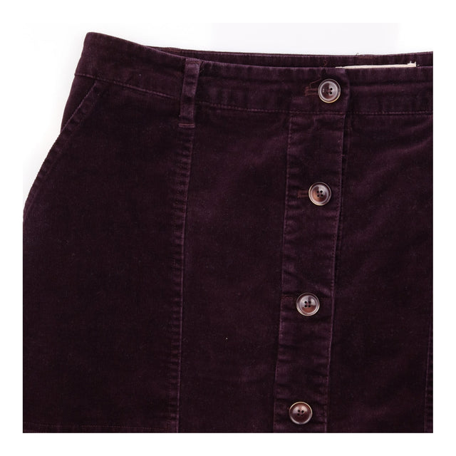 Skirt Midi Corduroy Button Front Plum