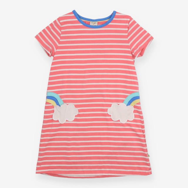 Dress Pink Strip with rainbow and Clouds Pockets