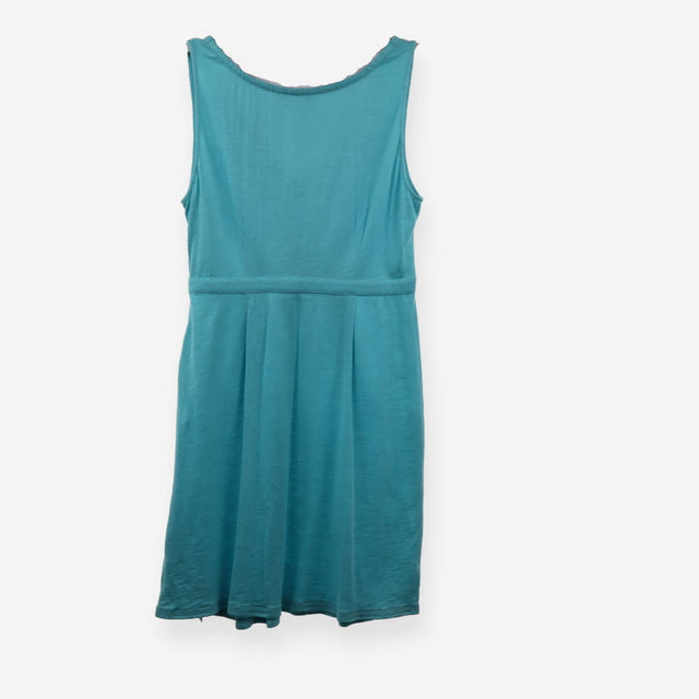 Teal Cotton V-Neck A-Line Sundress UK Pleated Midi