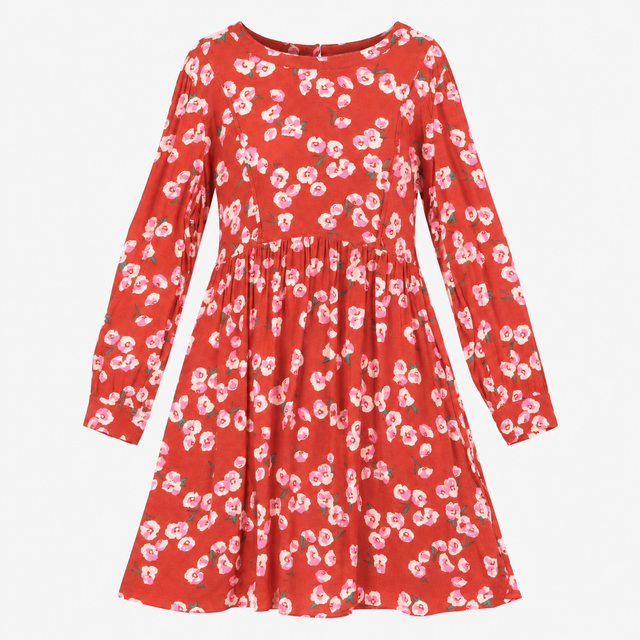 Maternity Dress Rust Pink Floral Long Sleeve Smock